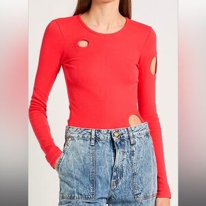 coral orange  off-white bodysuit